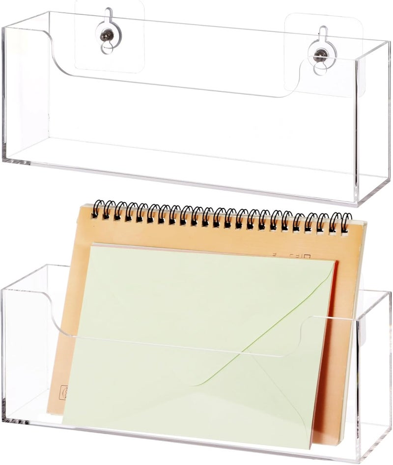 Homaisson Clear Acrylic Mail Holder Box for Desk or Wall Mount, Mail Organizer Countertop, Modern Wall Mounted or Tabletop Mailbox, Letter Storage Organizer Box (Clear-2PCS) - Image 1